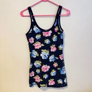 Abercrombie & Fitch Y2K Perfect Stretch Tank Top Blue Pink Floral Print Size M